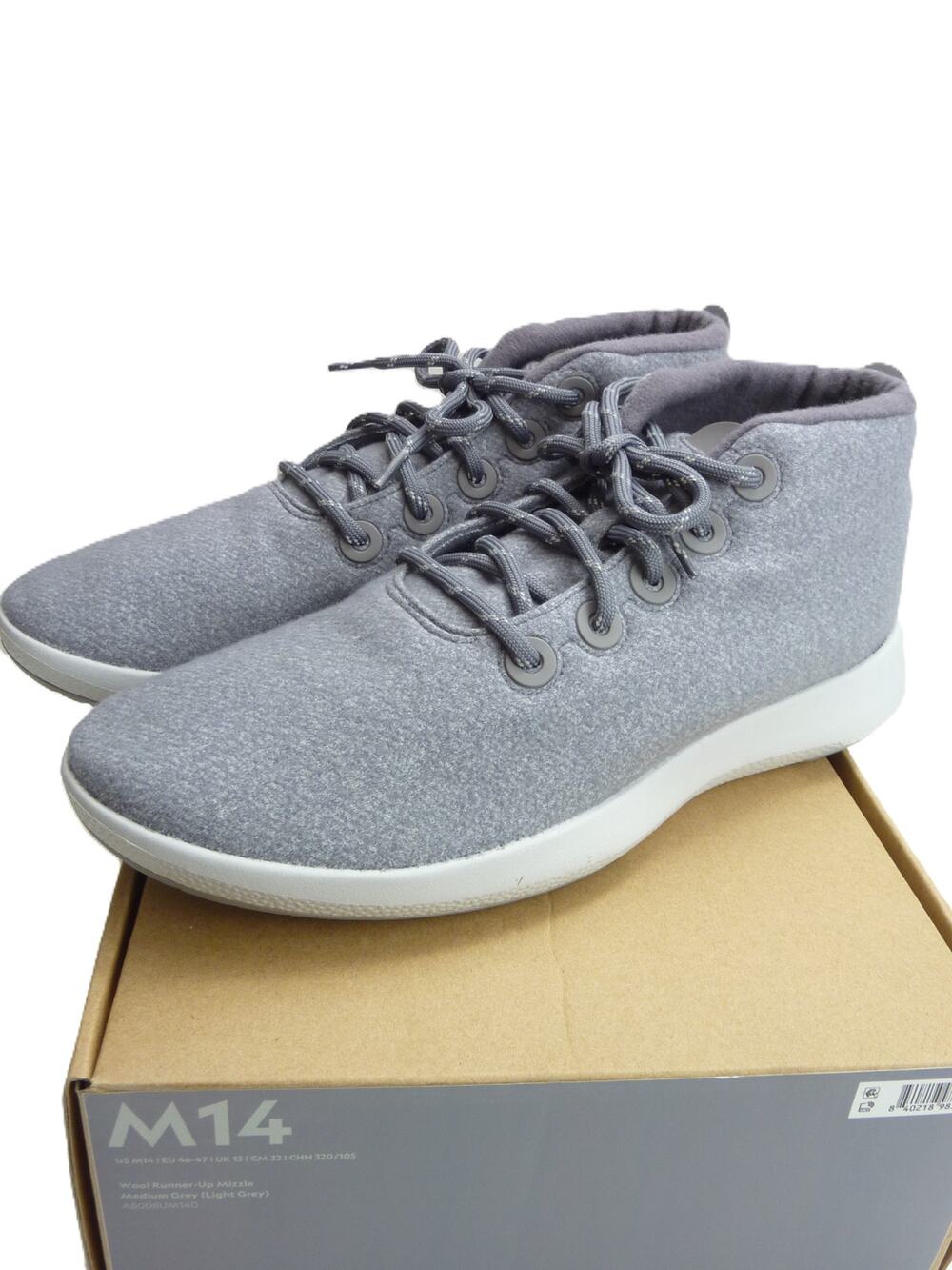 Allbirds Men's Wool Runner-Up Mizzle Shoes Size 14 Grey High Top Sneakers NEW